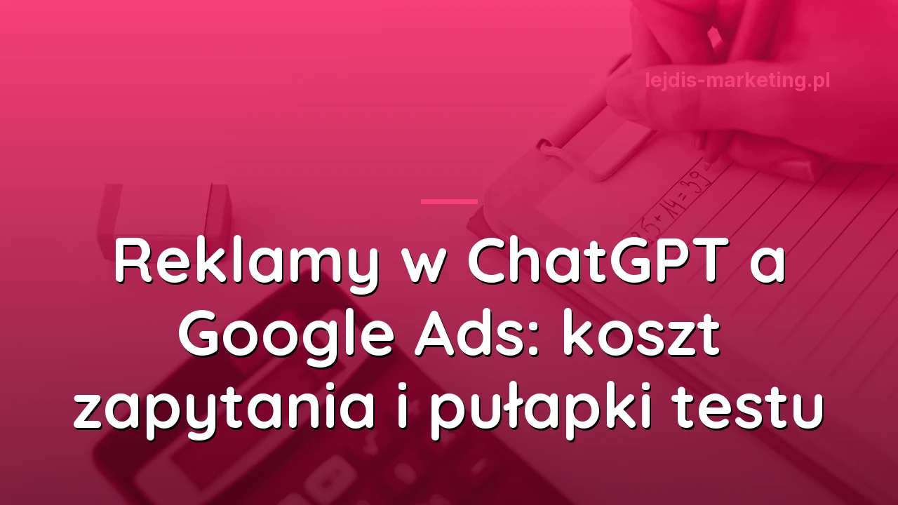 Reklamy w ChatGPT a Google Ads: koszt zapytania i pułapki testu