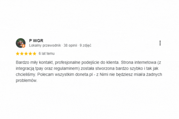 Pozytywne opinie w Google